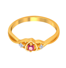 14K Gold Heart Pink and white ring