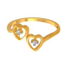 14K Dual heart gold ring