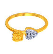 14K Gold studded heart ring
