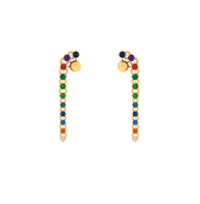 14K unique gold earrings with multi-coloured stones