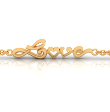 14K 'Love' Word Gold Bracelets with O heart