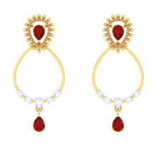 Timeless Stone Studded Oval Shaped Gold Earrings