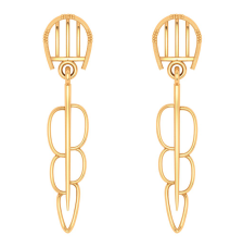 14K Gold Earrings with trendy dangling threads with BIS Hallmarked 