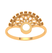 14K Solid Designer Fan-Shaped Gold Ring 
