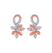 14KT (585) Rose Gold and Diamond Stud Earrings for Women