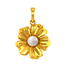 14K Flower shaped pendant with a pearl design