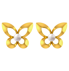 14K graceful pair of gold earrings with the design of butterfly wings