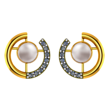 14K Gold earrings with pearl and stone detailing 