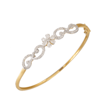 18KT (750) Yellow Gold and Diamond Bangle for Women