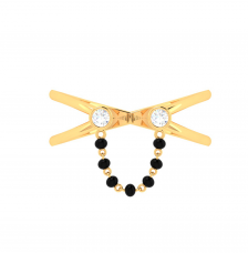 18K Dainty Gold Mangalsutra Ring with two diamonds from PC Chandra Diamond Mangalsutra Collection