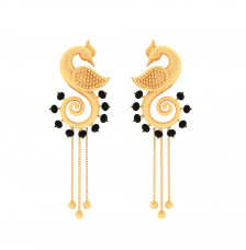 18K peacock shape mangalsutra gold earrings with
black stones from Mangalsutra Collection