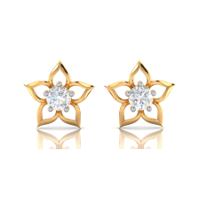 Flower shaped diamond earrings with 18K gold 