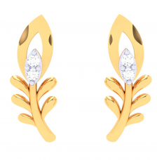 18K unique leafy shape diamond stud earring from
Diamond Collection 