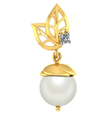 Lovely Dainty 18k Gold and Diamond Pearl drop Pendant from PC Chandra Diamond Collection 
