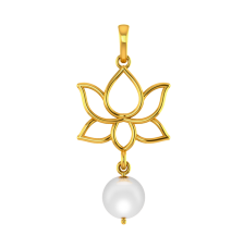 18K Lotus shaped gold pendant with pearl detailing