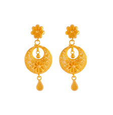 22KT Yellow Gold Chandbali Earrings for Women