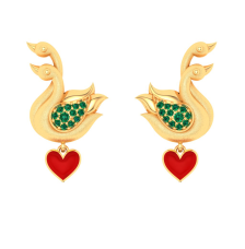 Alluring 22k Gold Swans Design Stud Earrings PC Chandra Valentine Collection