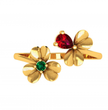 Amazea Stone Studded Double Floral 22KT Gold Ring Design