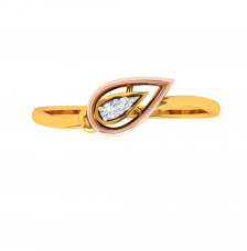 Triangular Flower Bud Design Diamond Studded Unique 22KT Gold Ring