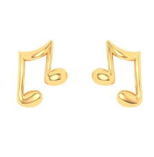 22KT Musical Note Shaped Gold Stud Earrings From Online Exclusive Collection 