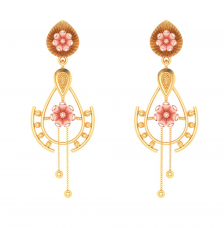 Unique Shape 22K Hanging Earring With
Pink Floral Design From Goldlites Collection