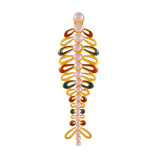 22K unique gold pendant in the shape of fishbone with a dash of colours