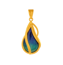 Uniquely designed 22K Gold Pendant with Blue & Green detailing