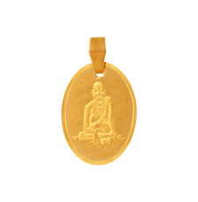 22K gold pendant with an oval shape and the image of an ascetic embedded within