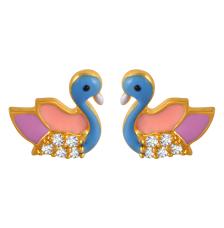 22K gold earrings with colourful duck motifs and stone detailing 