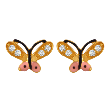 22K gold earrings with stone-embedded butterflies 