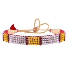 22K Graceful Tushi Gold & Pearl Choker with Red Beads