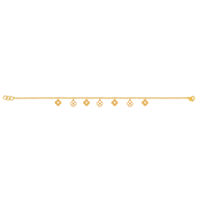 22K gold bracelet with a string of four-leaf clover motifs 