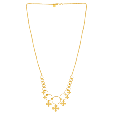 Uniquely Designed 22K Gold Necklace Adorned With Hoops And Floral Details 